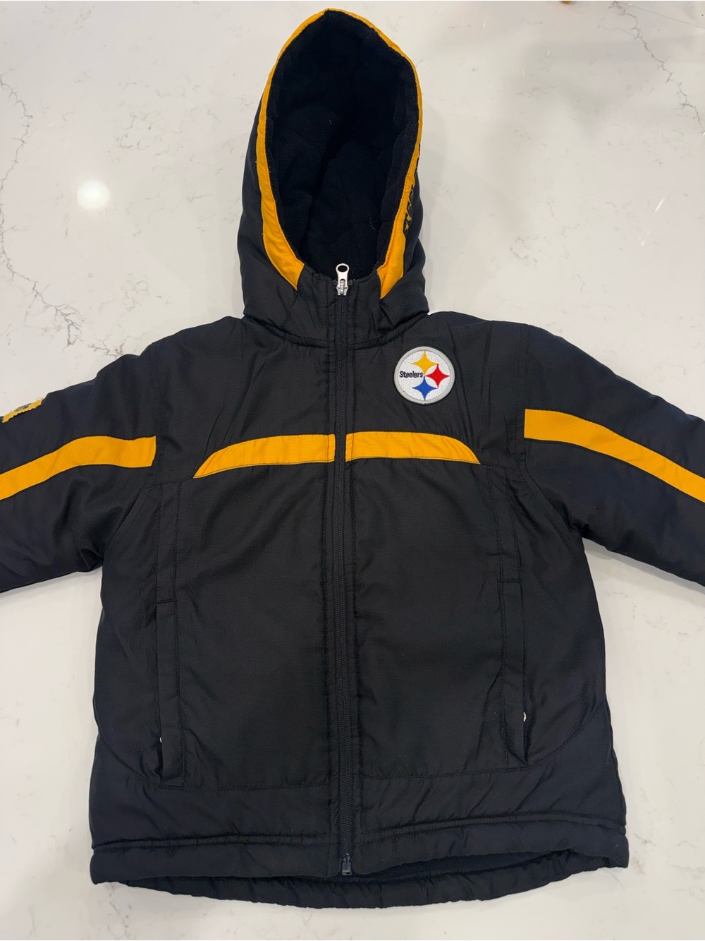 Kids Hooded Pittsburgh Steelers NFL Puffer Jacket - Black/Gold